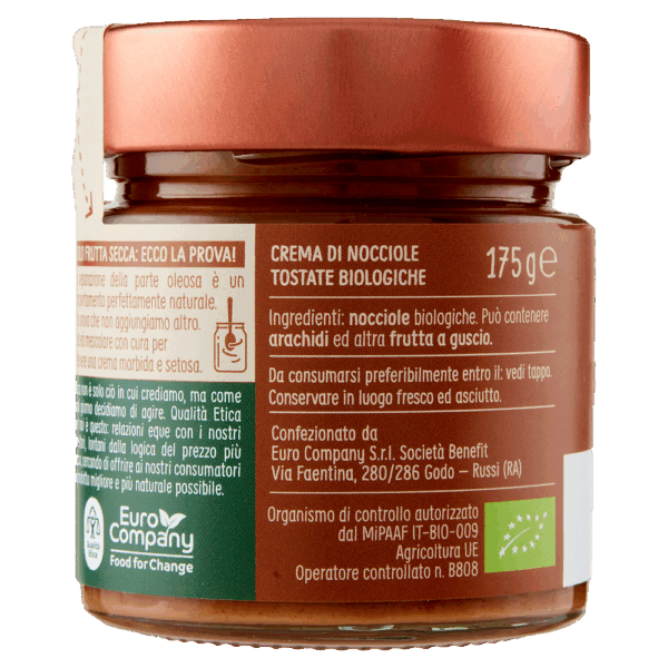 Crema di Nocciole Tostate 100% Biologica 175g