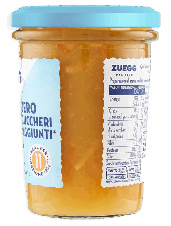 Zuegg Marmellata alle Arance Zero Zuccheri Aggiunti 220g