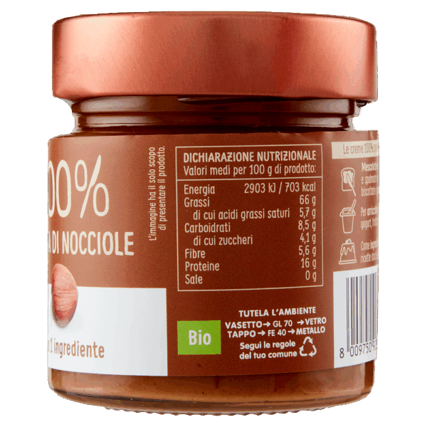 Crema di Nocciole Tostate 100% Biologica 175g