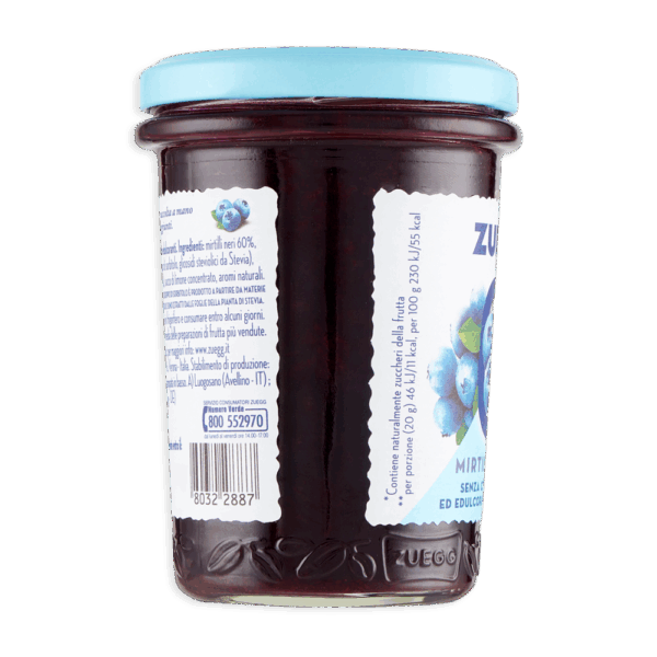 Zuegg Marmellata ai Mirtilli Neri Zero Zuccheri Aggiunti 220g