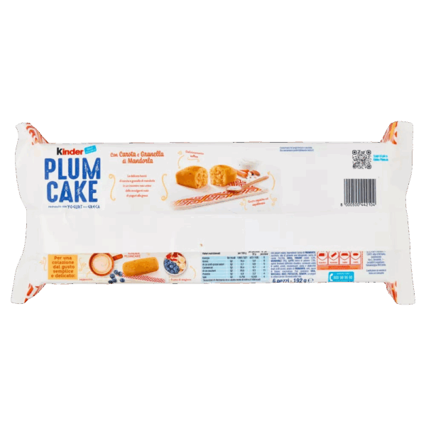 Kinder PlumCake con Carota e Granella di Mandorla Preparato Yogurt 192g