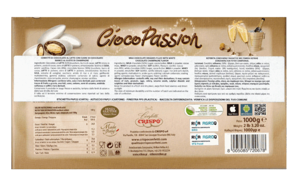 Crispo CiocoPassion Confetti Gusto Champagne con Cioccolato al Latte 1kg - immagine 2