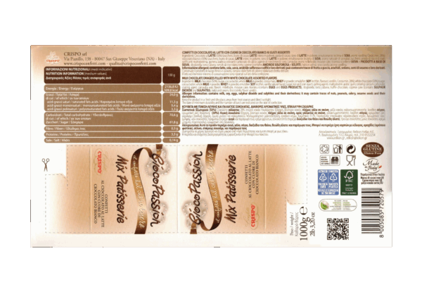 Crispo CiocoPassion Confetti Mix Patisserie Cioccolato al Latte Gusti Assortiti 1kg - immagine 2