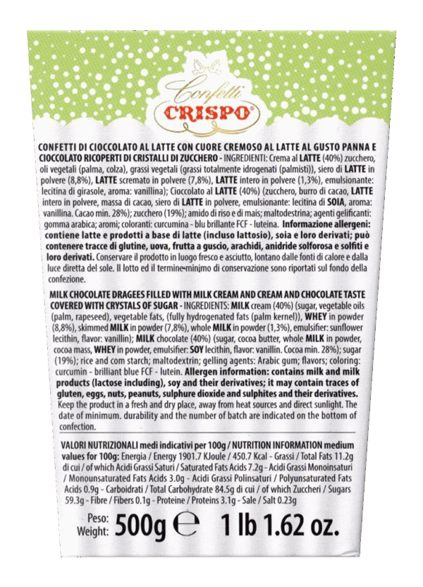 Crispo Bon Bon Sucrè Confetti al Cioccolato Gusto Panna e Cioccolato 500g - immagine 2
