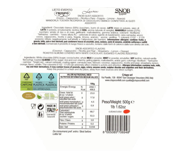 Crispo Snob Lieto Evento Confetti Rossi 6 Gusti 500g retro