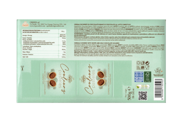 Crispo Confetti Couleurs Pasteles Verde Tiffany Cereali Ricoperti di Cioccolato 500g - immagine 2