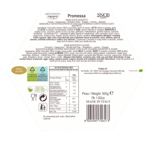 Crispo Snob Lieto Evento Confetti Verdi 6 Gusti 500g retro