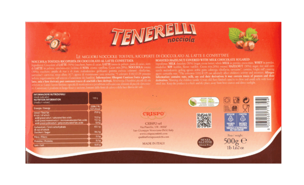 Crispo Tenerelli Confetti Rossi con Nocciola 500g retro