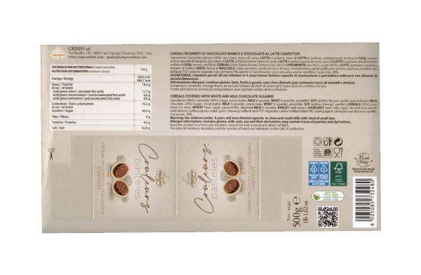 Crispo Confetti Couleurs Pasteles Tortora Cereali Ricoperti di Cioccolato 500g - immagine 2