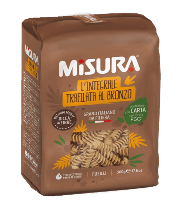 Misura Fusilli Rigate Integrali Ricchi di Fibre 500g