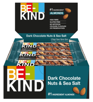 Be Kind Barrette con Cioccolato Fondente, Noci e Sale Box 12x40g