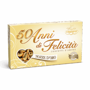 Crispo Confetti D'Amore alla Mandorla Oro Incartati 50 Anni di Felicità Senza Glutine 500g