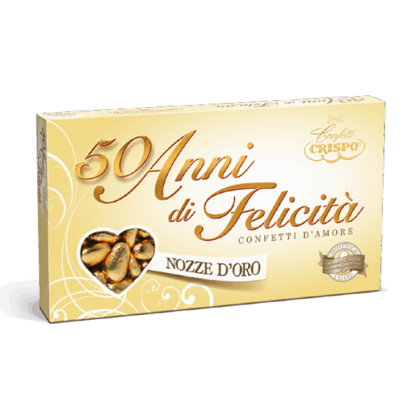Crispo Confetti D'Amore alla Mandorla Oro Incartati 50 Anni di Felicità Senza Glutine 500g