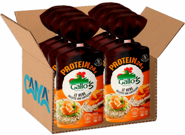 Gallo's Protein Le Nere Gallette con Lenticchie e Riso Nero 100g box