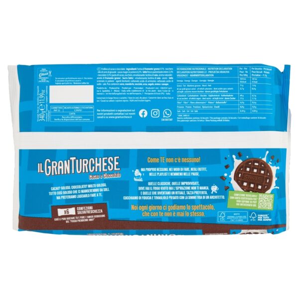 Colussi Il Granturchese Biscotti al Cacao con Gocce di Cioccolato 340g retro