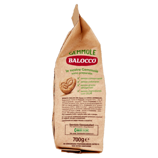 BaIocco Biscotti Gemmole Frollini con Farro, Frumento, e Grano Saraceno Ricche di Fibre 700g