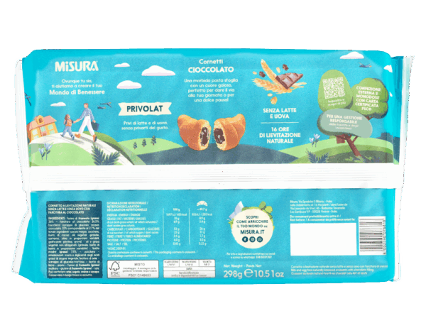 Misura Privolat Cornetti Cioccolato Senza Latte e Uova 298g ingredienti