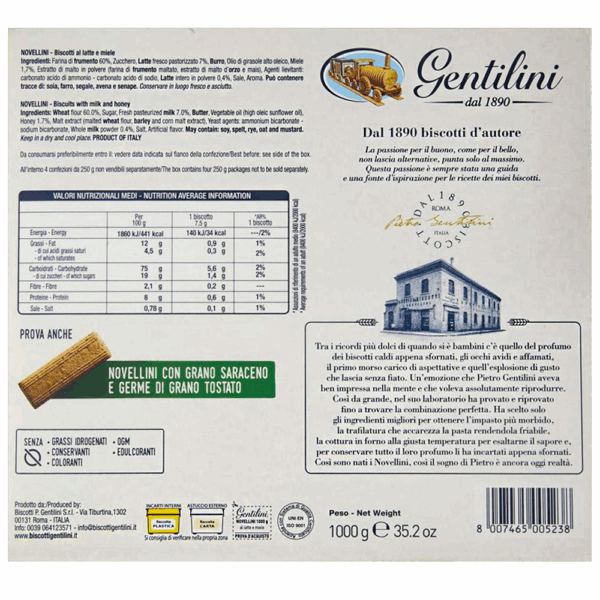 Gentilini Novellini Biscotti al Latte e Miele 1Kg - immagine 2