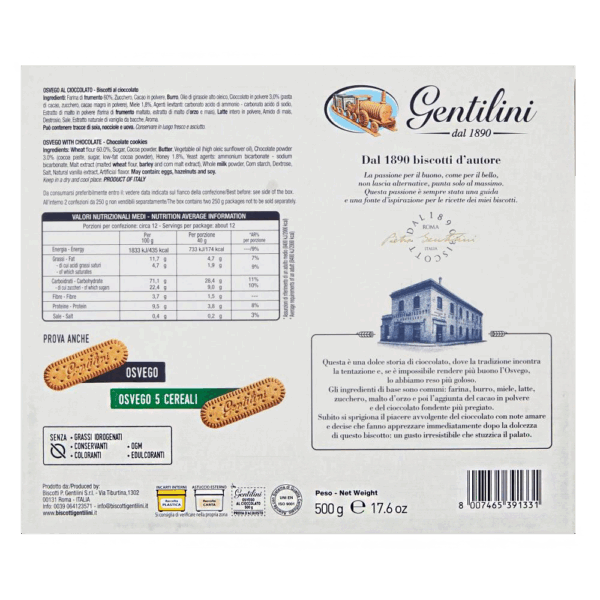 Gentilini Osvego Biscotti al Cioccolato 500g ingredienti