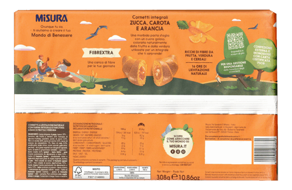 Misura Fibrextra Cornetti Integrali Zucca, Carota e Arancia 308g - immagine 2