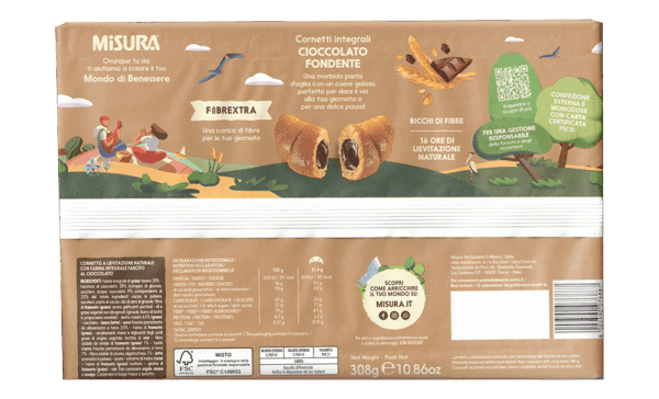 Misura Fibrextra Cornetti Integrali Cioccolato Fondente 308g - immagine 2