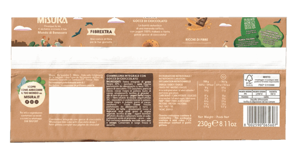 Misura Fibrextra Ciambelline Integrali con Gocce di Cioccolato 230g ingredienti