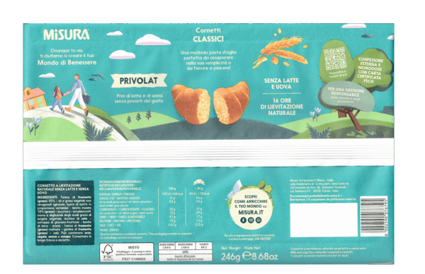 Misura Privolat Cornetti Classici Senza Latte e Uova 246g ingredienti