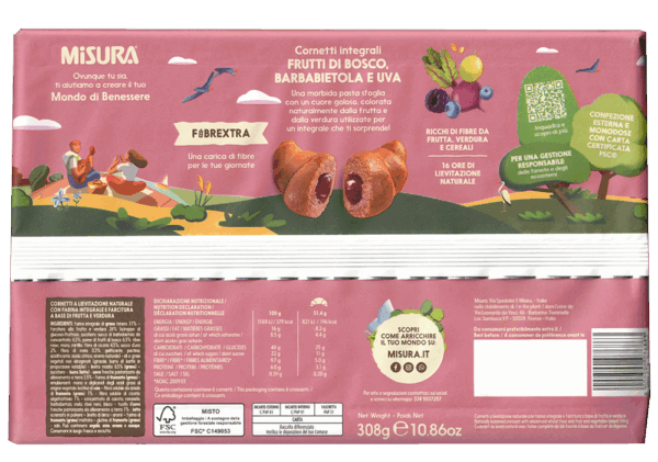 Misura Fibrextra Cornetti Integrali Frutti di Bosco, Barbabietola e Uva 308g - immagine 2