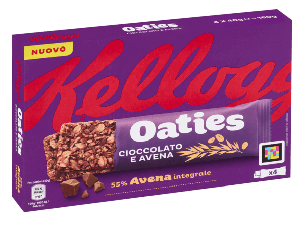 Kellogg's Oaties Barrette di Avena Integrale con Pezzi di Cioccolato 160g