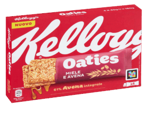 Kellogg's Oaties Barrette di Avena Integrale con Miele 160g