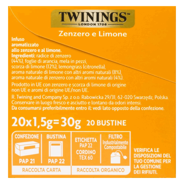 Twinings Sensations Infuso Aromatizzato allo Zenzero e al Limone 30g - immagine 4