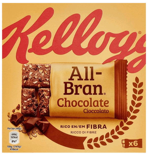 Kellagg's All Bran Chocolate Barrette di Cereali con Gocce di Cioccolato 240g - immagine 2
