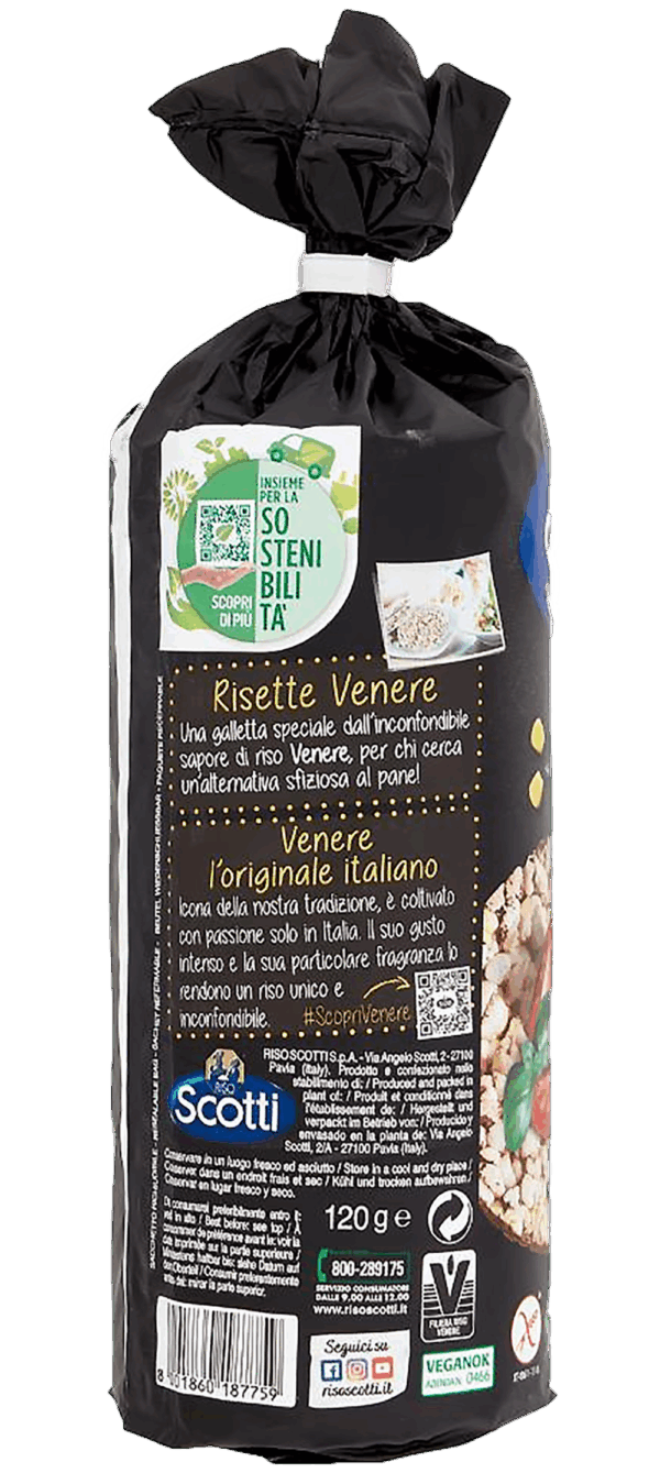 Scotti Risette Venere Gallette di Riso Nero Venere, Riso e Mais 120g retro
