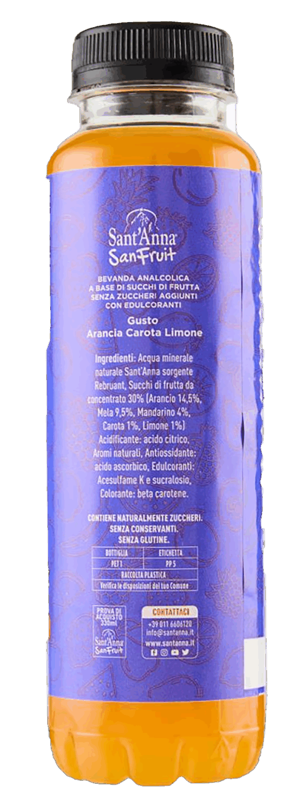 Sant'Anna SanFruit Arancia Carota Limone Senza Zuccheri Aggiunti 330ml - immagine 4