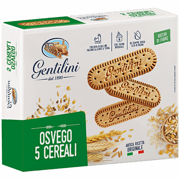 Gentilini Osvego 5 Cereali Biscotti con Farina Integrale e 5 Cereali 1Kg