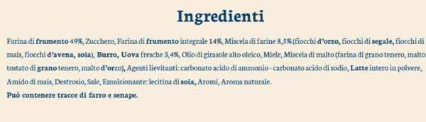 Gentilini Osvego Biscotti Secchi Integrali ai 5 Cereali ShowBox 12x27g ingredienti