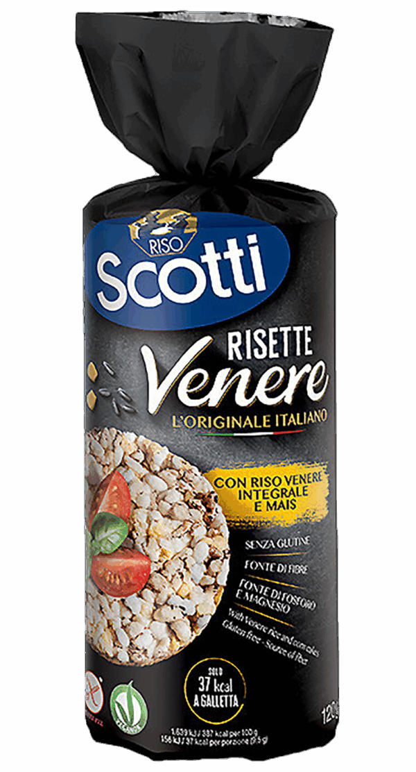 Scotti Risette Venere Gallette di Riso Nero Venere, Riso e Mais 120g