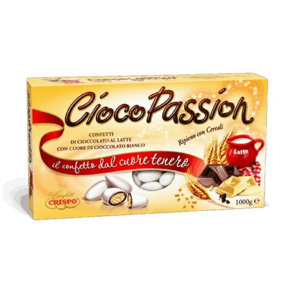 Crispo Cioco Passion Confetti Gusto Ripieno con Cereali con Cioccolato al Latte e Bianco 1kg