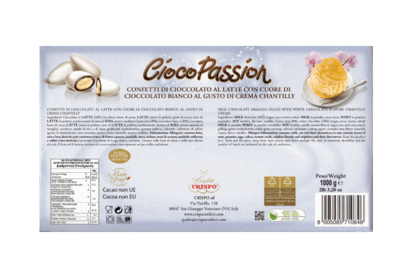 Crispo Cioco Passion Confetti Gusto Crema Chantilly con Cioccolato al Latte e Bianco 1kg - immagine 2