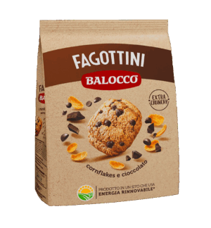 Balocco Biscotti Fagottini Frollini con Cornflakes e Maxi Gocce di Cioccolato Extra Crunchy 700g