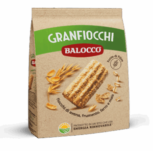 BaIocco Biscotti Granfiocchi Frollini con Fiocchi di Avena, Frumento, Farro e Mais Fonte di Fibre 700g