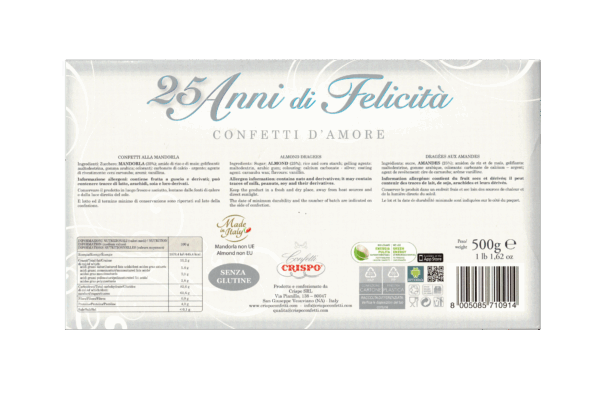 Crispo Confetti D'Amore alla Mandorla Argento 25 Anni di Felicità Senza Glutine 500g - immagine 2
