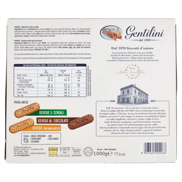 Gentilini Osvego Biscotti al Malto e Miele 1kg - immagine 4