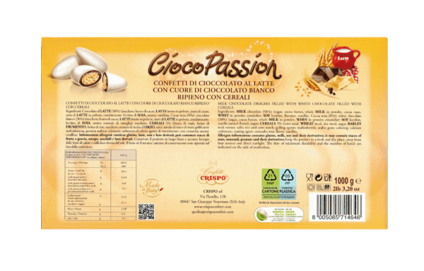 Crispo Cioco Passion Confetti Gusto Ripieno con Cereali con Cioccolato al Latte e Bianco 1kg - immagine 2