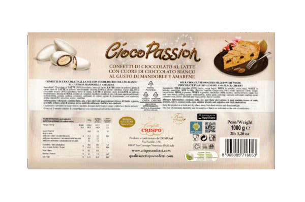 Crispo Cioco Passion Confetti Gusto Mandorle e Amarena con Cioccolato al Latte e Bianco 1kg - immagine 2