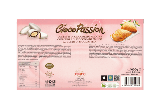 Crispo Cioco Passion Confetti Gusto Sfogliatella con Cioccolato al Latte e Bianco 1kg - immagine 2