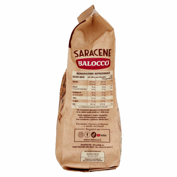 Balocco Biscotti Saracene Frollini con Grano Saraceno e Gocce di Cioccolato 700g