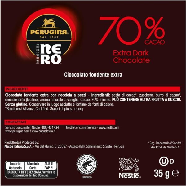 Perugina Nero Barrette Cioccolato Fondente 70% Box 36x35g