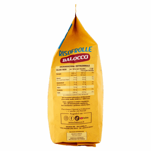 Balocco Biscotti Risofrolle Frollini Classici con Farina e Crispies di Riso 700g