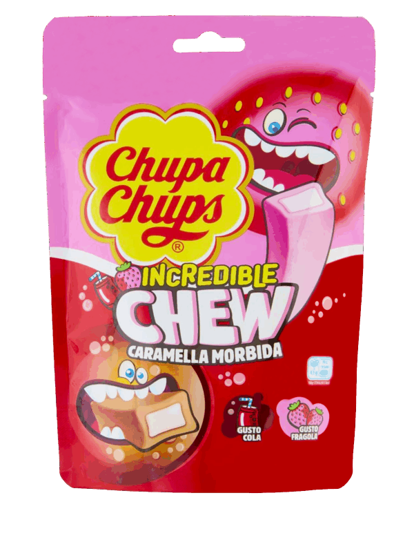 Chupa Chups Incredible Chew Caramelle Fragola e Cola 118g